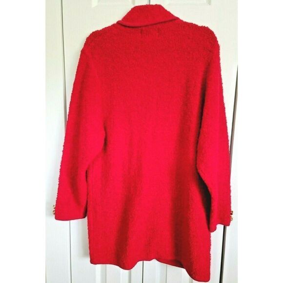 Side Effects Bright Red M Long Sleeve Vintage Acrylic Cardigan Sweater Sz Medium - Picture 2 of 7